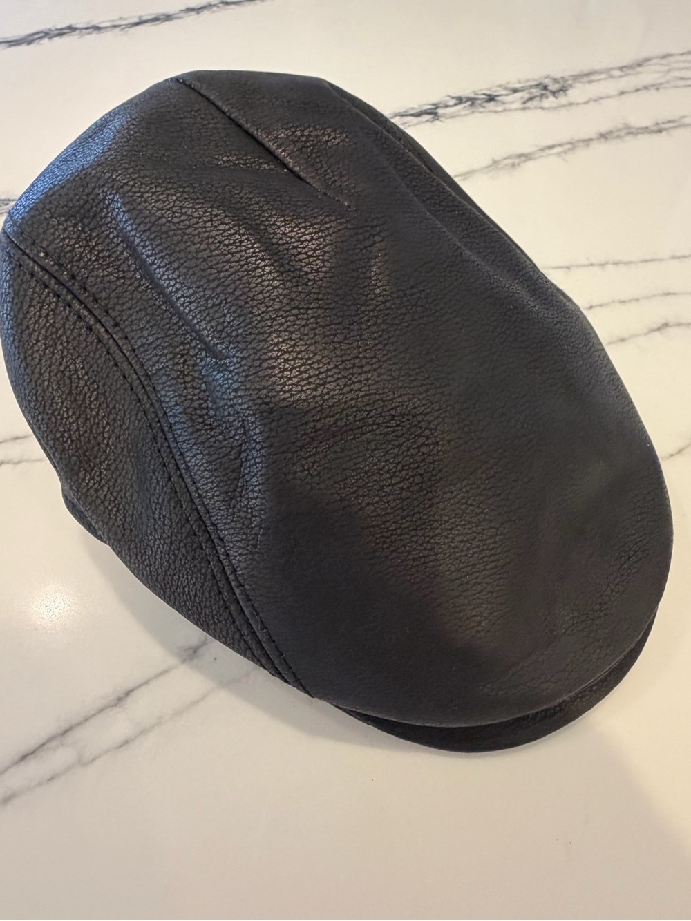 Genuine Calf Leather Driver Flat Cap - 7 1/4, M/L